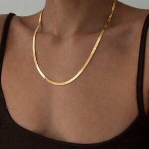 Herringbone Necklace Gold Plated Sterling Silver Herringbone Chain Stamped 925